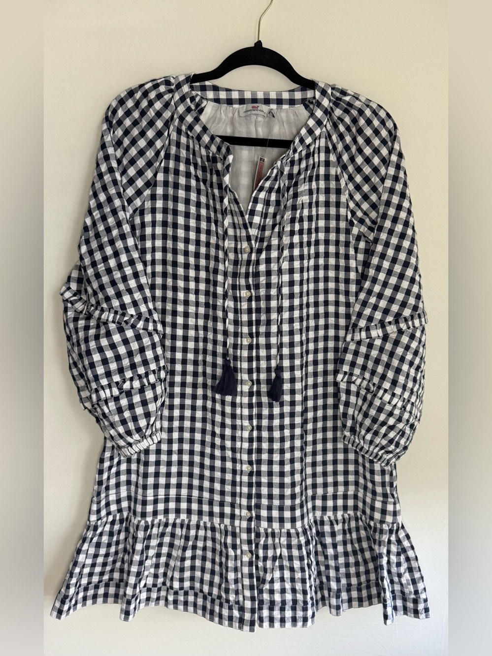 Vineyard Vines Gingham ruffle dress • NWT • Women’s small - Picture 1 of 8